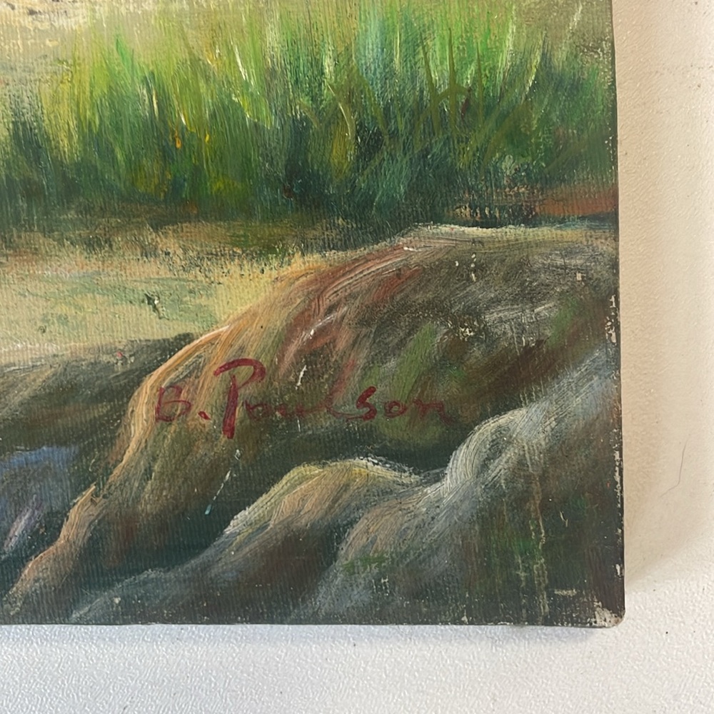 original oil painting signed B.Poulson artwork mother daughter beach - Picture 5 of 8